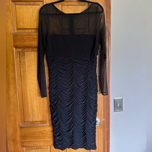 Black Ruched Midi Dress